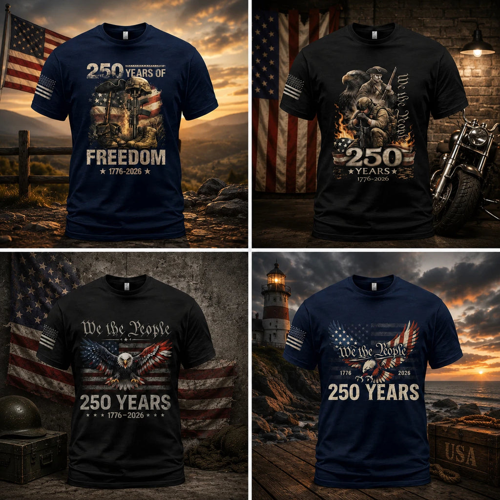 America 250 Years Of Freedom 1776-2026 Patriotic Veteran T-Shirt USA Flag Tee