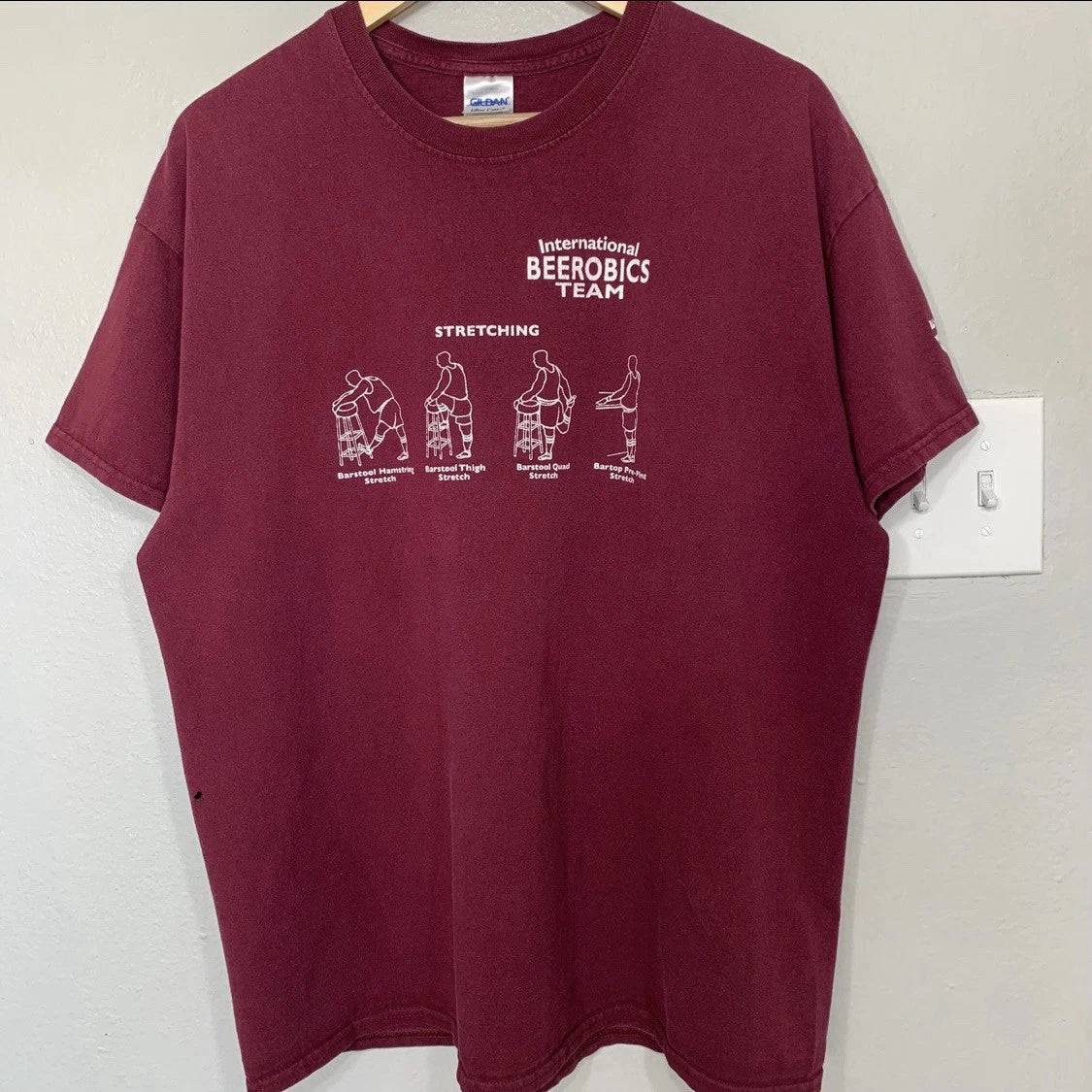 Beerobics Team Beer Funny Humor Burgundy Tee Size XL