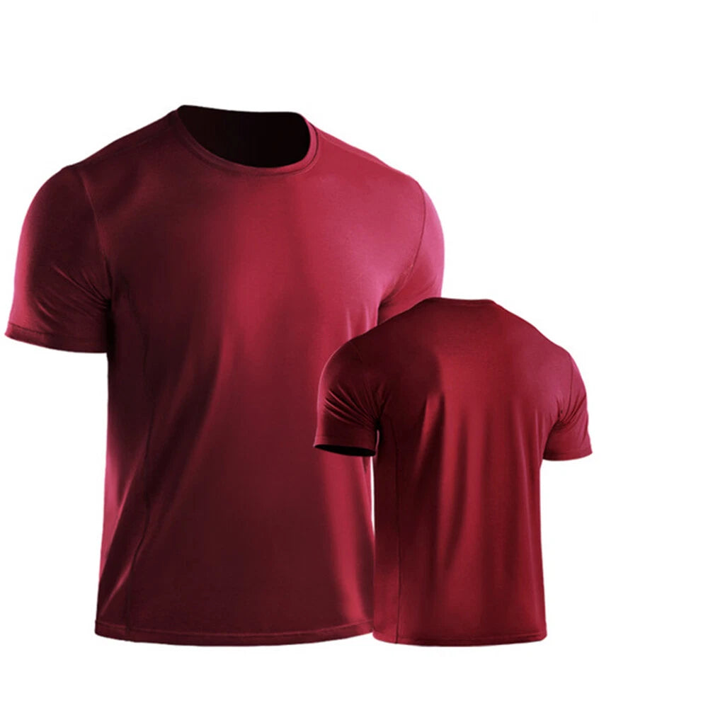 Men Short Sleeve Tops T-shirt Summer Baggy Fit Sport Gym Muscle Tee Training