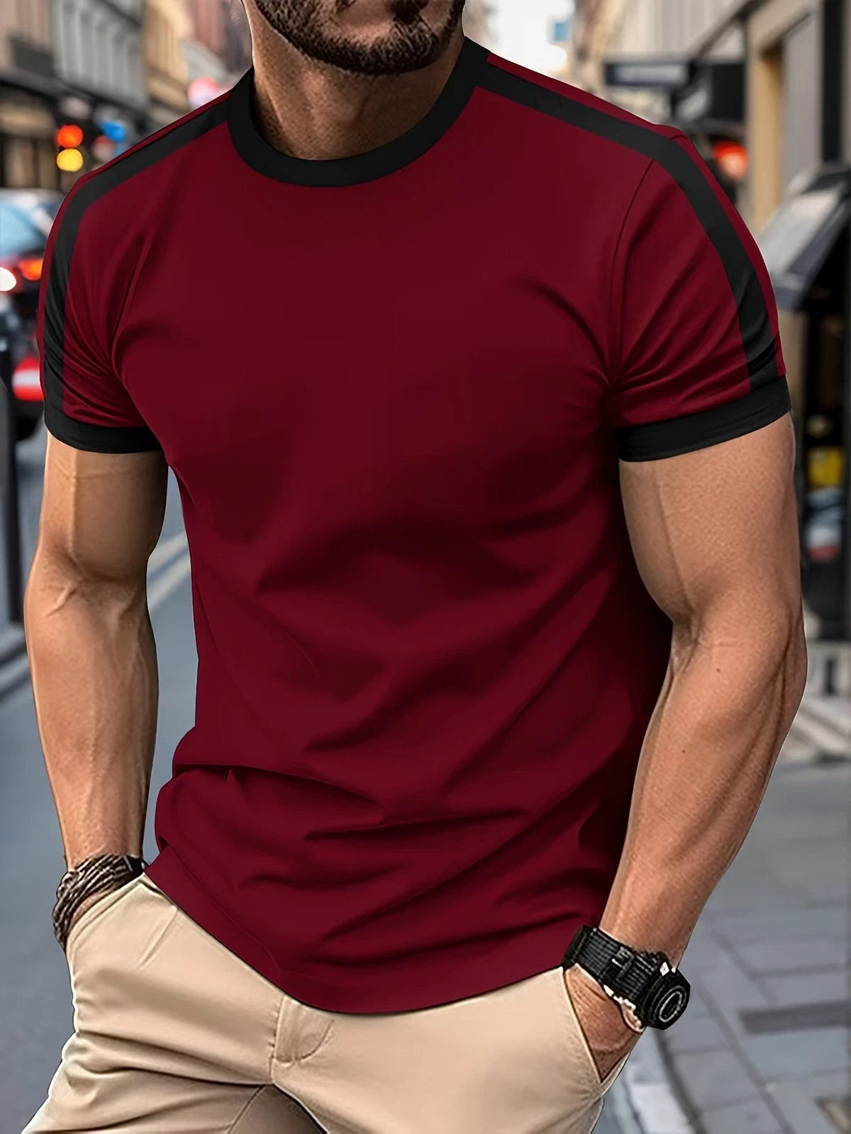 Men's Short Sleeve Round Neck T-Shirt Classic Casual Slim Fit Shirts