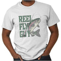 Reel Fly Guy Funny Fishing Pun Joke Gift Womens or Mens Crewneck T Shirt Tee
