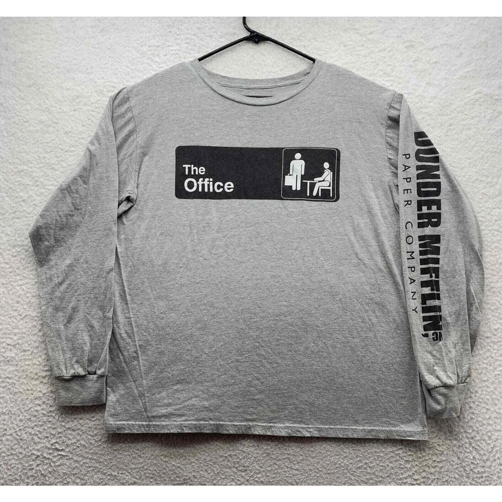 The Office Dunder Mifflin T-Shirt Mens Large L Heather Gray TV Comedy Carrel