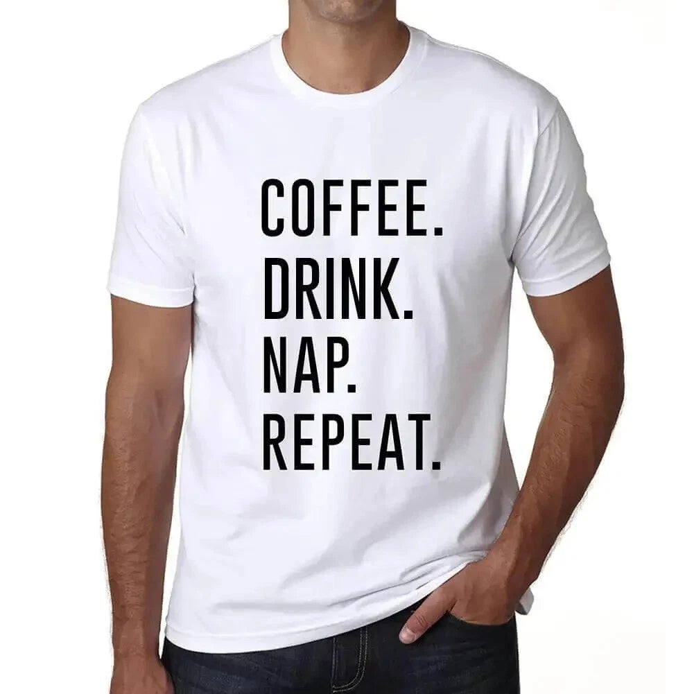 ULTRABASIC men's t-shirt coffee drink nap repetition coffee drink nap