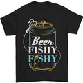 Fishing Beer Here Fishy Fisherman Funny Mens T-Shirt 100% Cotton
