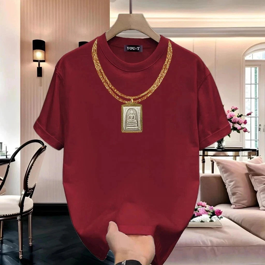 S-3XL - Unisex Oversize T Shirt Amulet Necklace Print Cotton Soft Premium
