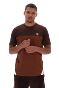 Fila Tiebreaker Colour Block T-Shirt Brown & Gardenia