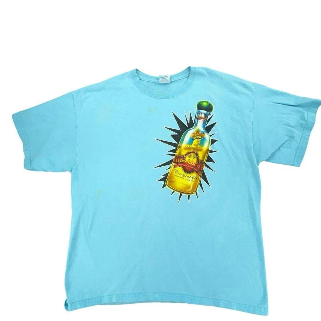Dos Locos Tequila T-Shirt Gildan Ultra Cotton XL Graphic Light Blue