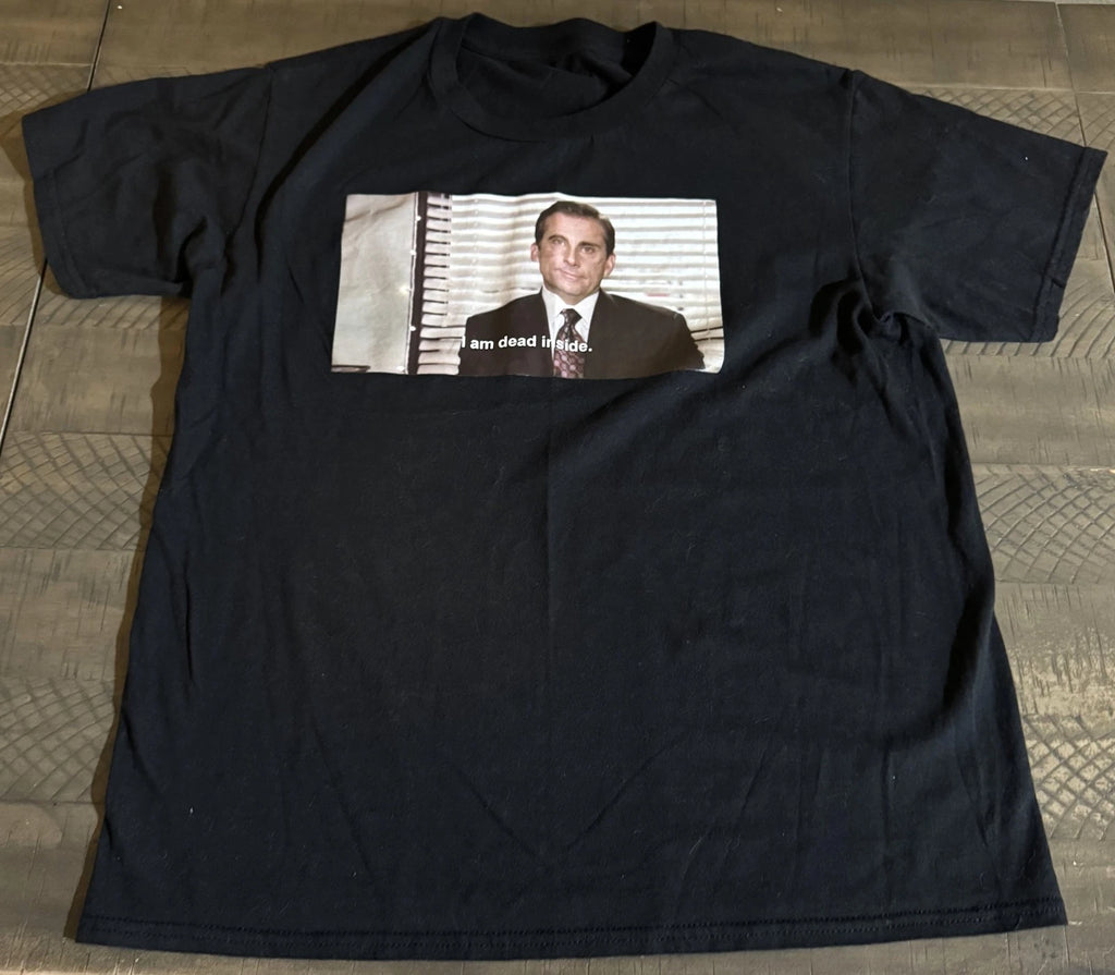 The Office I Am Dead Inside. Graphic Black short-sleeved T-shirt Cotton Size M