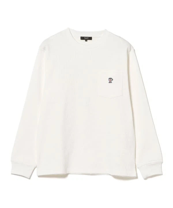 (ASK availability first) Coffee Embroidery Waffle Long Sleeve Cut Sewn Top new