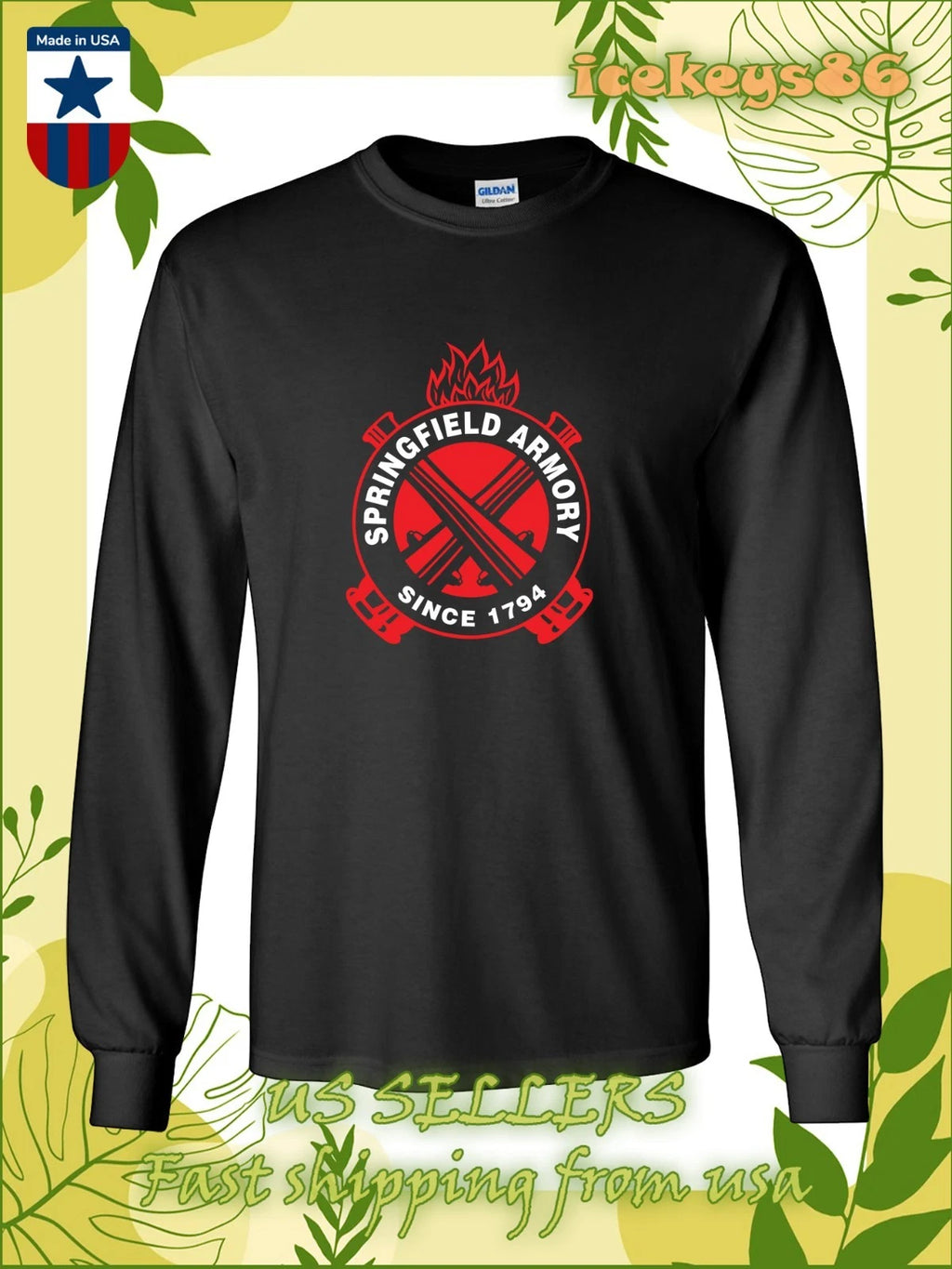 Springfield Armory Since 1794 Men's Long Sleeve T-Shirt American Size T-Shirt