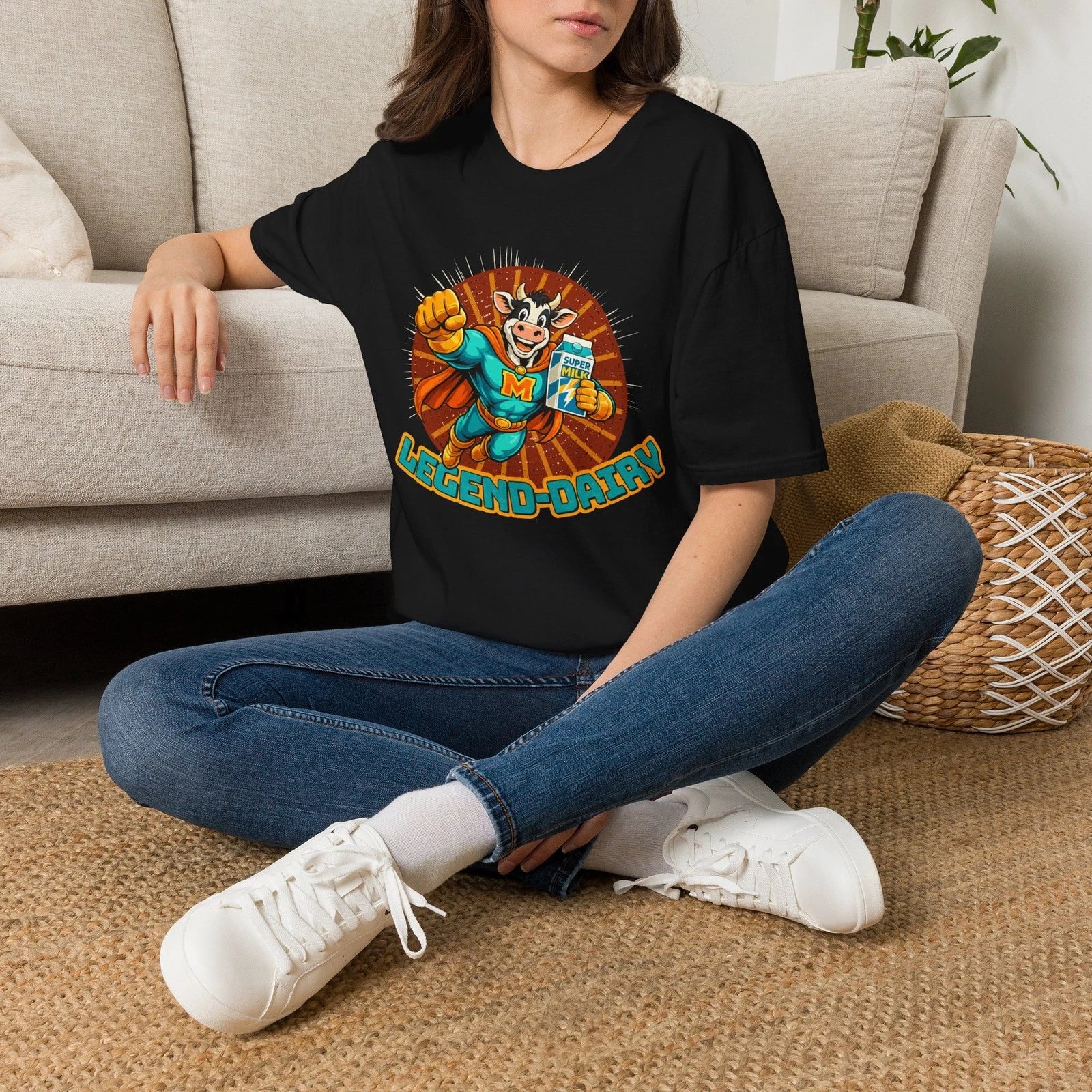 Legend-Dairy Superhero Cow Retro Vintage Funny Dairy Pun T-shirt