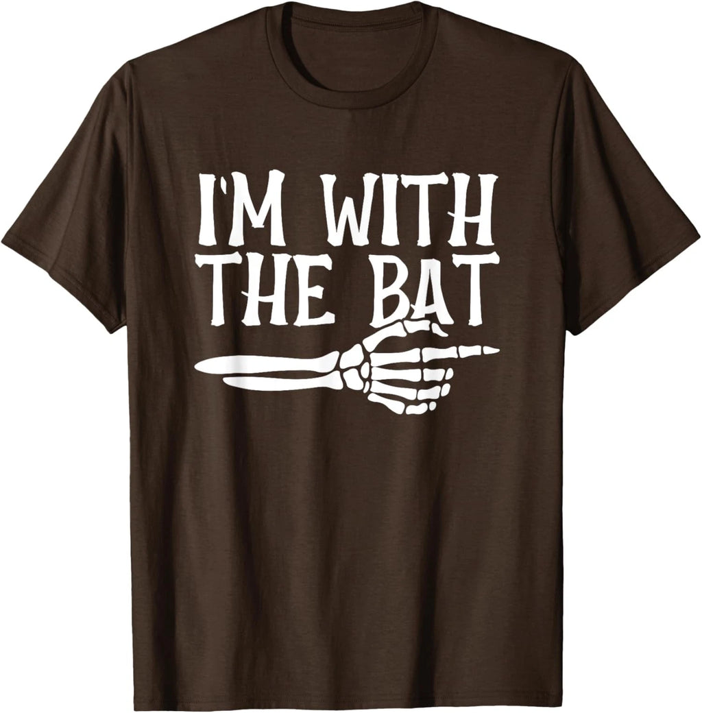 With The Bat Funny Matching Couple Lazy Halloween Unisex T-Shirt