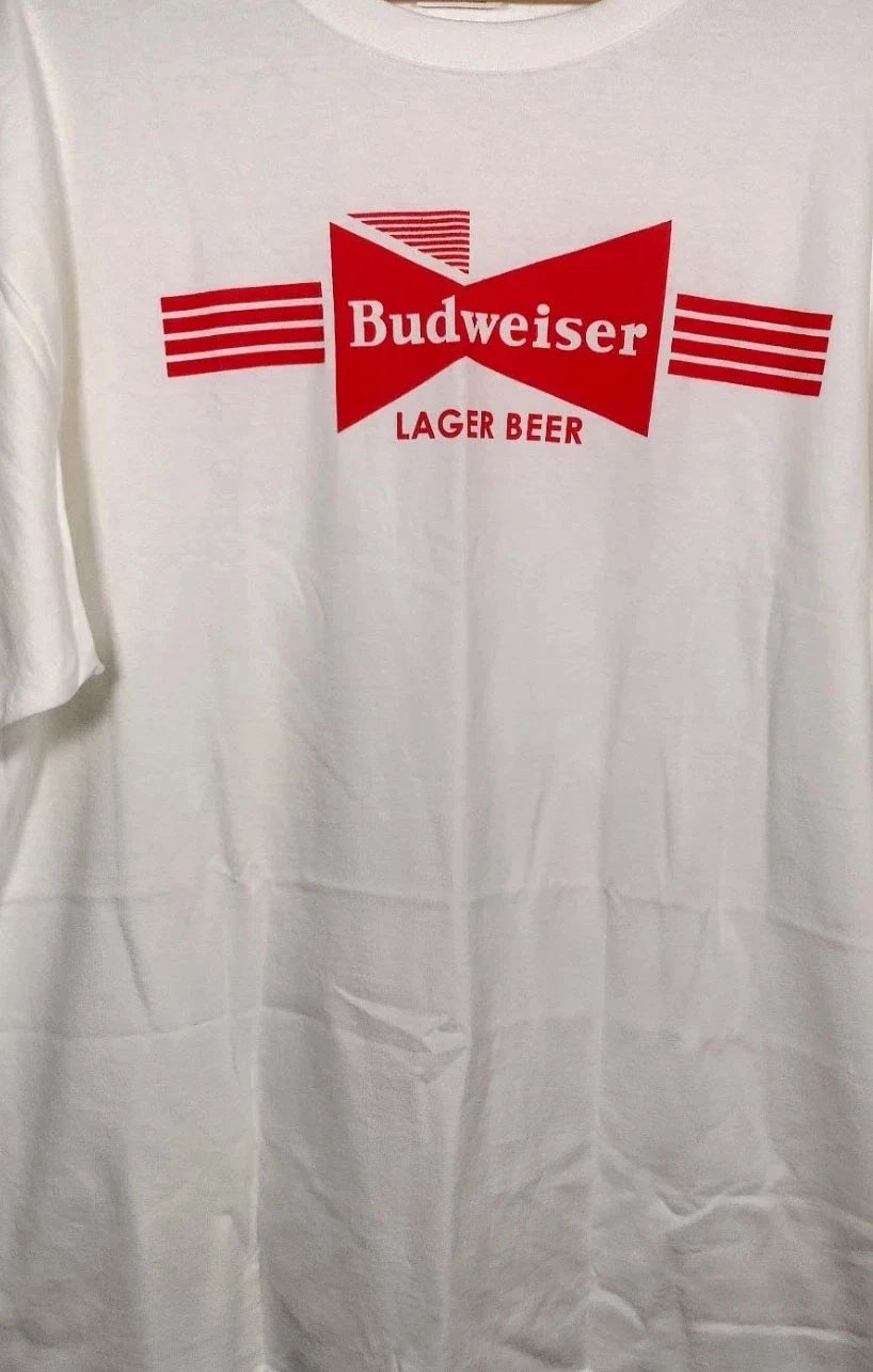 Budweiser Lager Beer Promo T-Shirt Men Lg Red Graphic Hanes Heavyweight SEALED