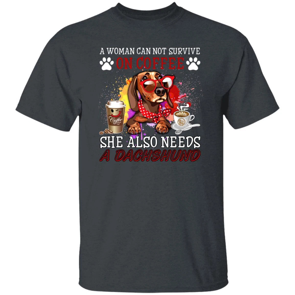 Coffee and dachshund Unisex shirt gift dachshund dog mom tee black dark heather