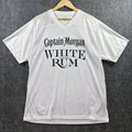 VTG Captain Morgan White Rum Promo Football Jersey Mens L White Dazzle Mesh RARE