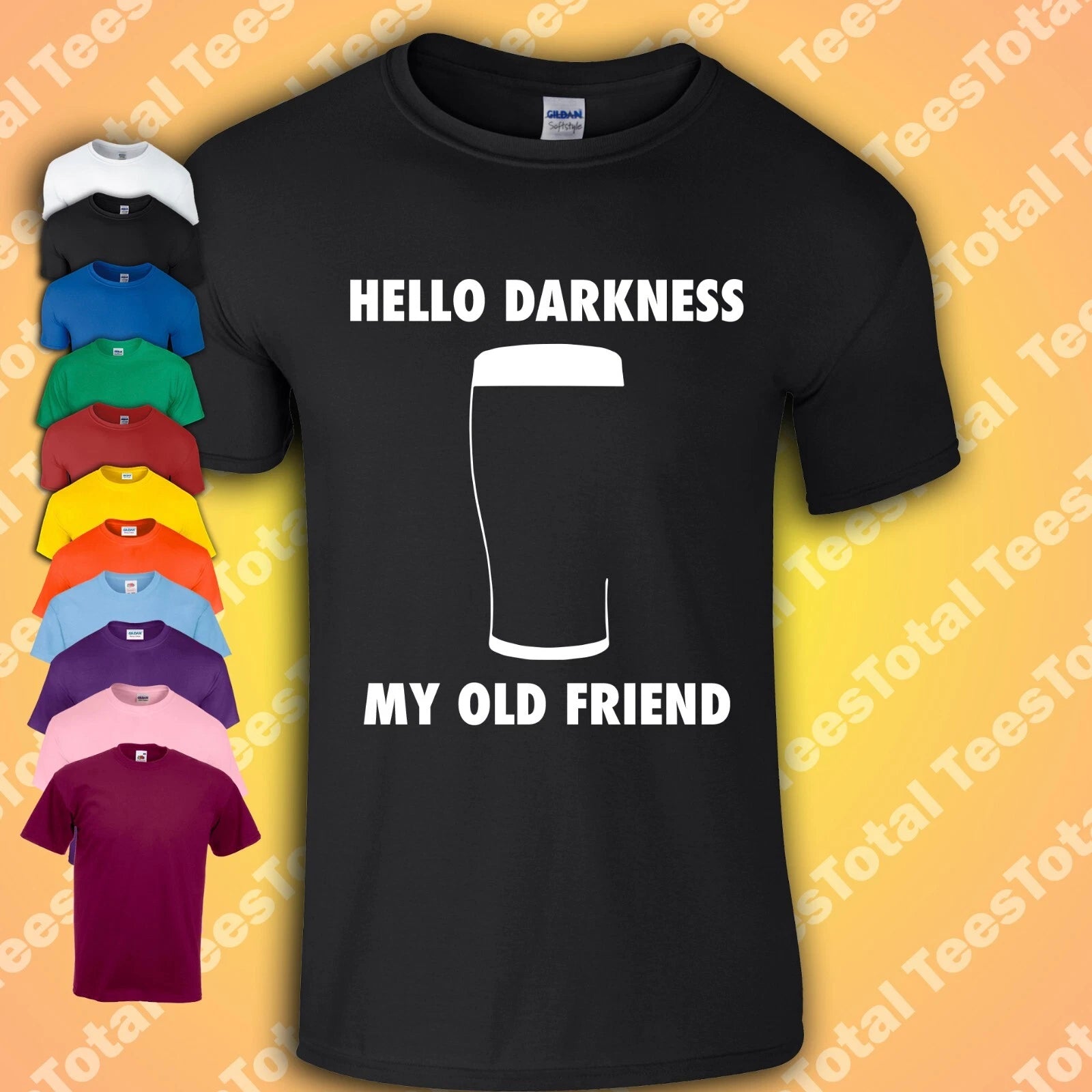 Hello Darkness My Old Friend T-Shirt Funny Guinness Sesh Beer Pub Pints Booze