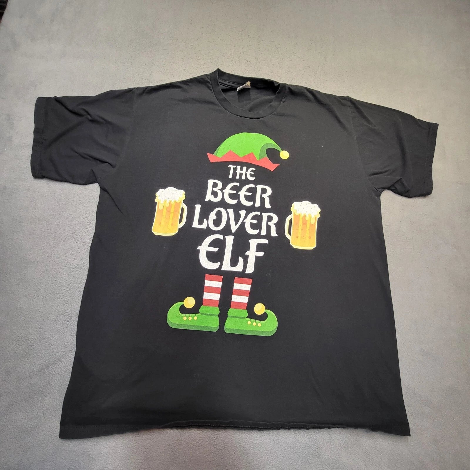 Beer Lovin Elf Shirt Mens XL Black Short Sleeve Funny Graphic