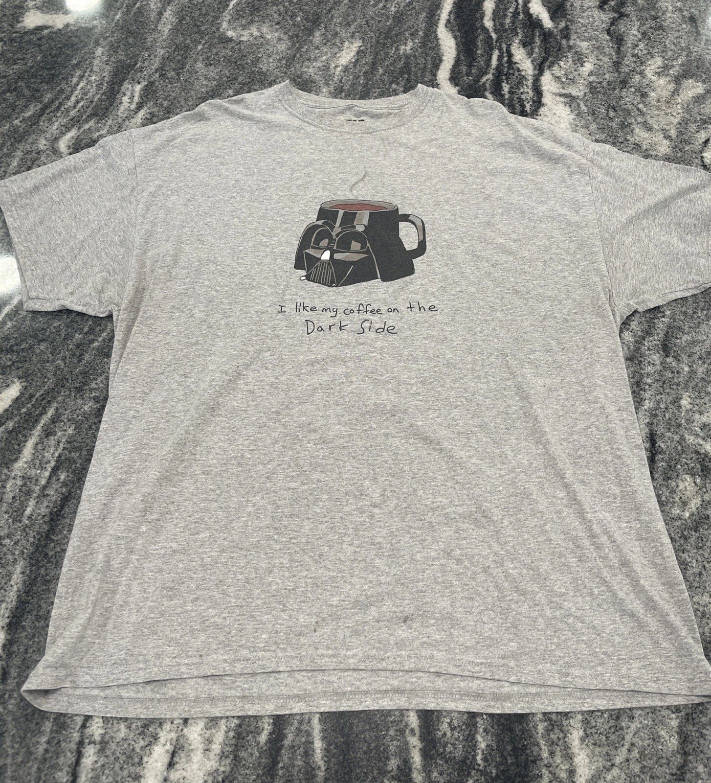 Star Wars Unisex 2XL Gray Cotton Polyester Blend Darth Vader Coffee T-Shirt.
