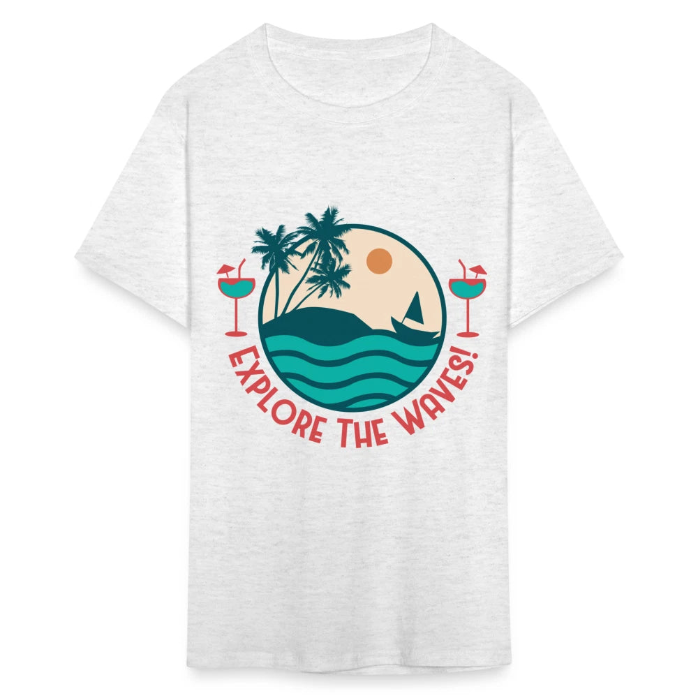 Explore the Waves shirt Surfboard Surfing Ocean Sunset Boat Wine T-Shirt S-6XL