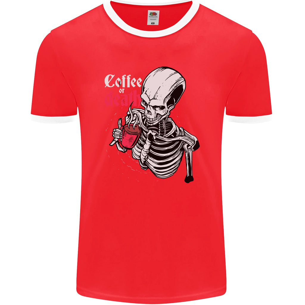 Coffee or Death Skull Mens Ringer T-Shirt FotL