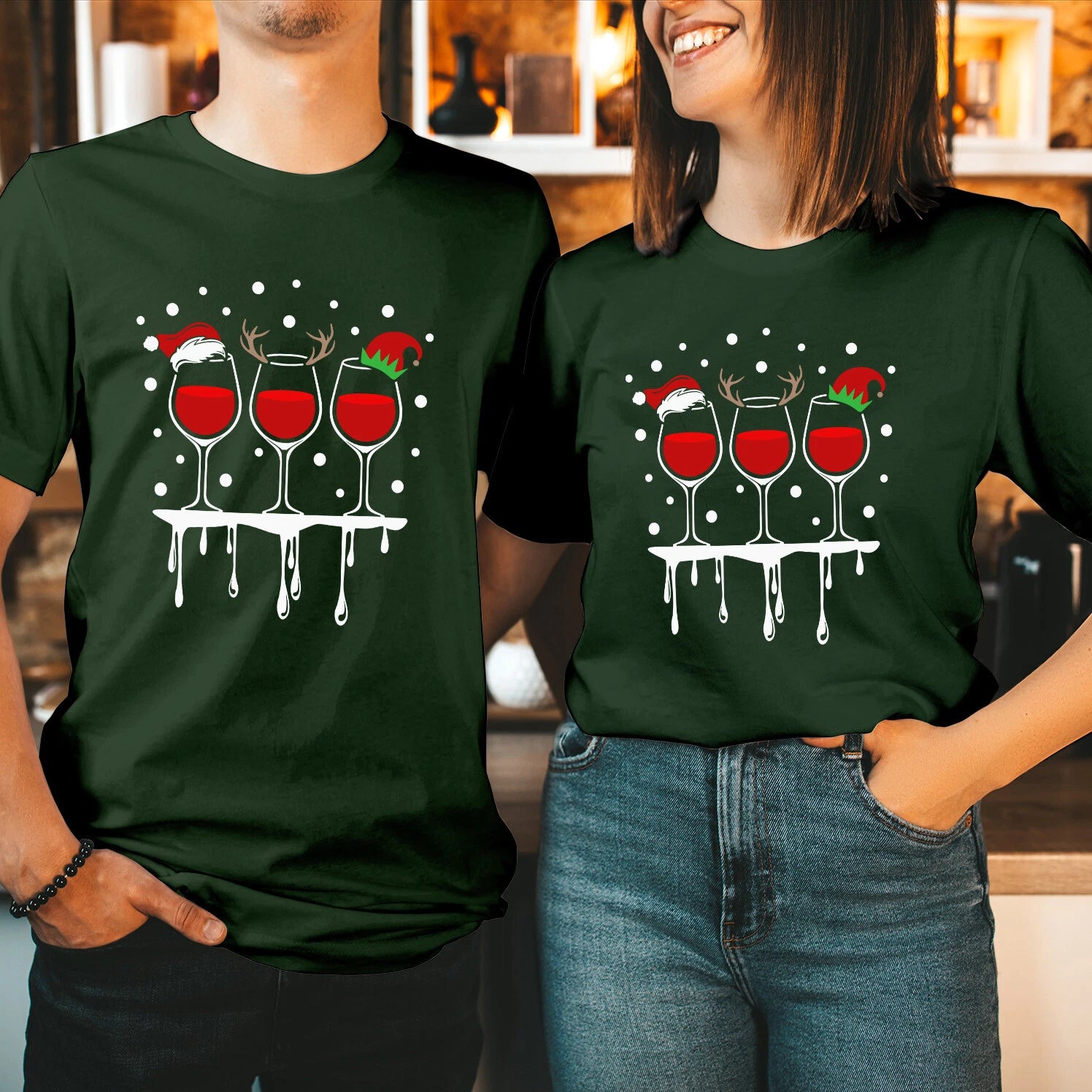 Christmas Wine T-Shirt Winedeer Reindeer Red Wine Beer Lover Xmas Gift T-5007