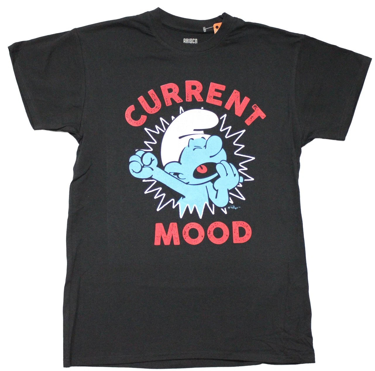 Smurfs New Adult T-Shirt - "Current Mood" Yawning Lazy Image