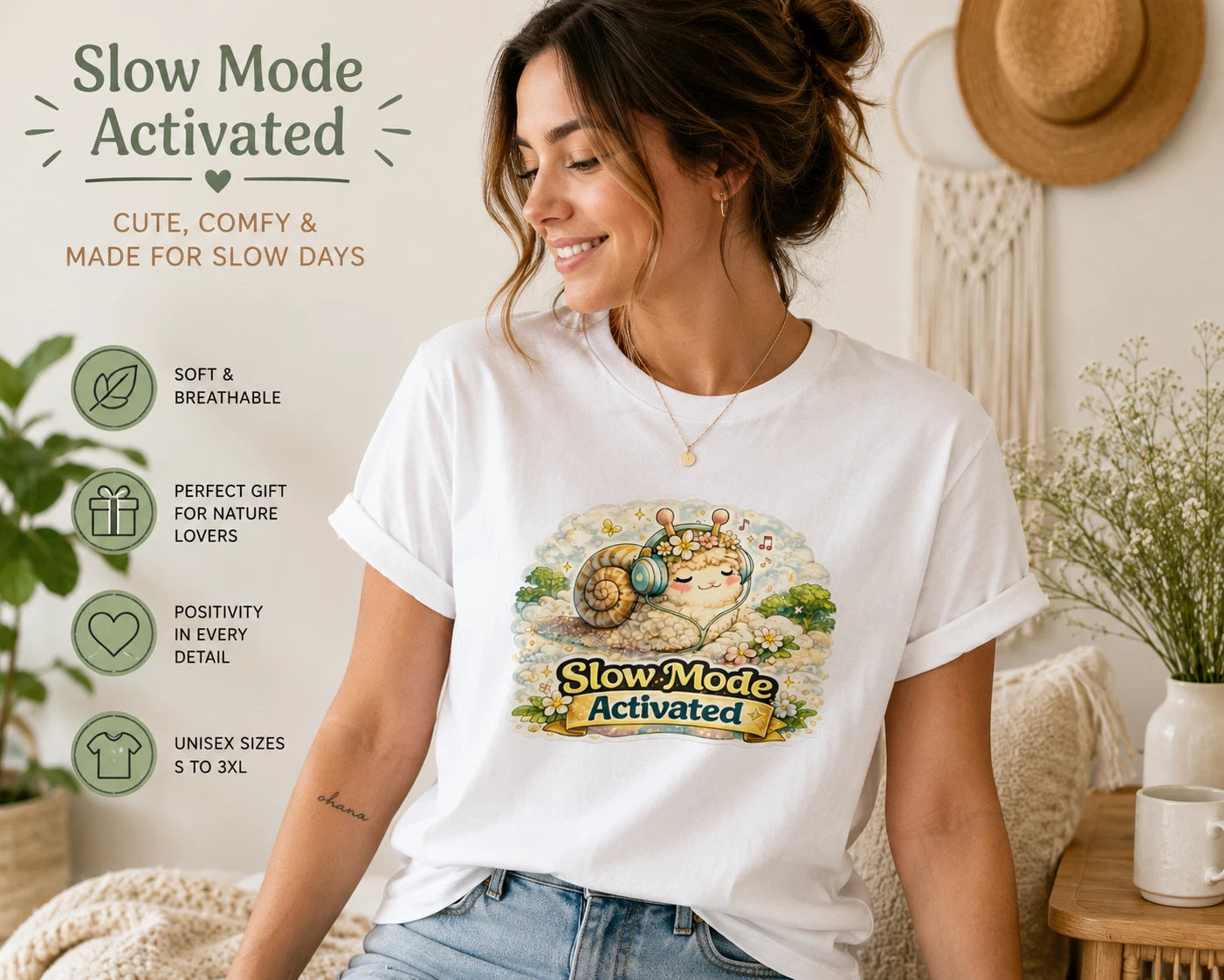 Slow Mode Activated Snail T-Shirt | Cute Introvert Nature Lover
