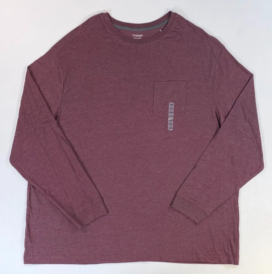 NWT Men's Big & Tall Roundtree & Yorke Soft Washed Long Sleeve T-Shirt w/pocket
