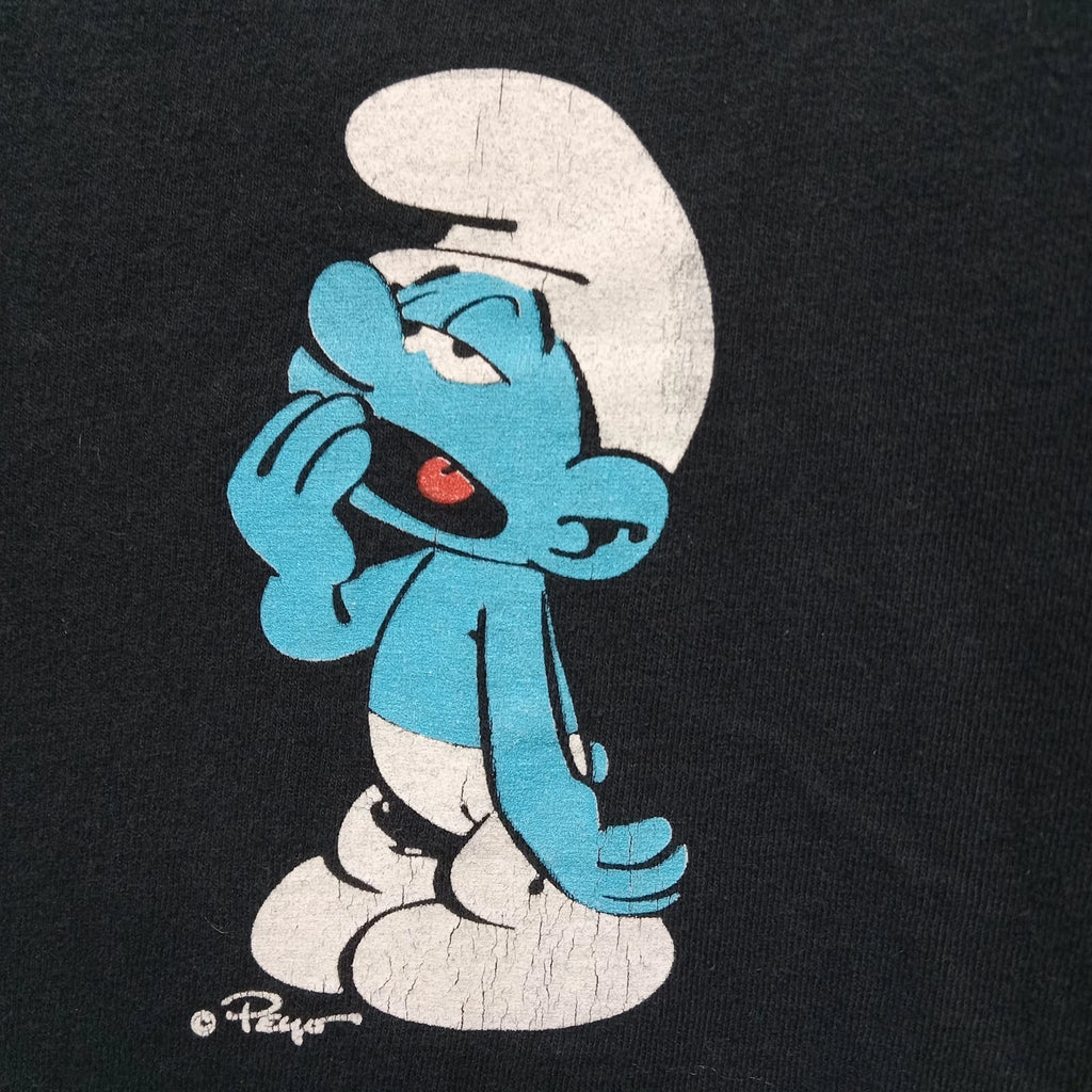 The Smurfs Size Medium Lazy Sleepy Mushroom Cartoon Graphic T-Shirt Retro Style
