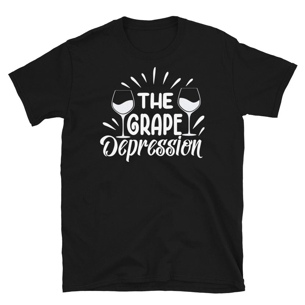The Grape Depression Wine Drinker Pairing Novelty Short-Sleeve Unisex T-Shirt