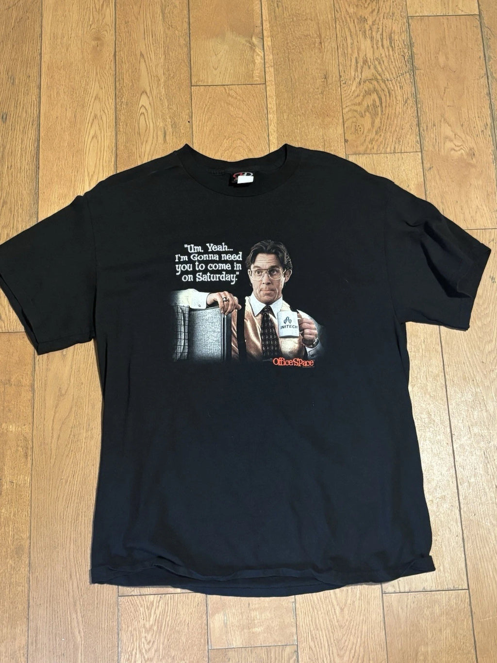 Fox 2004 Office Space Bill Lumbergh Movie Promo Black T-Shirt Size Large