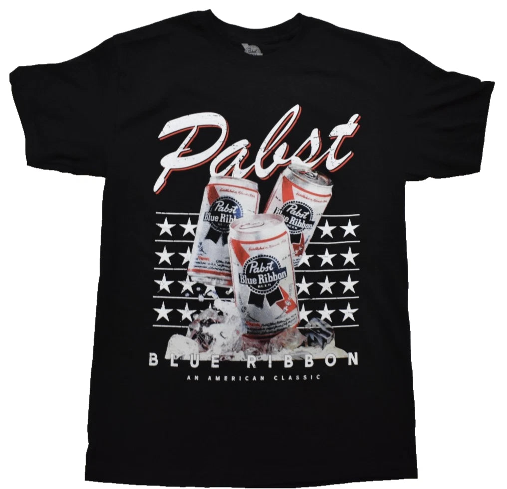 Pabst Blue Ribbon Beer An American Classic Patriotic Mens Black Shirt New Medium