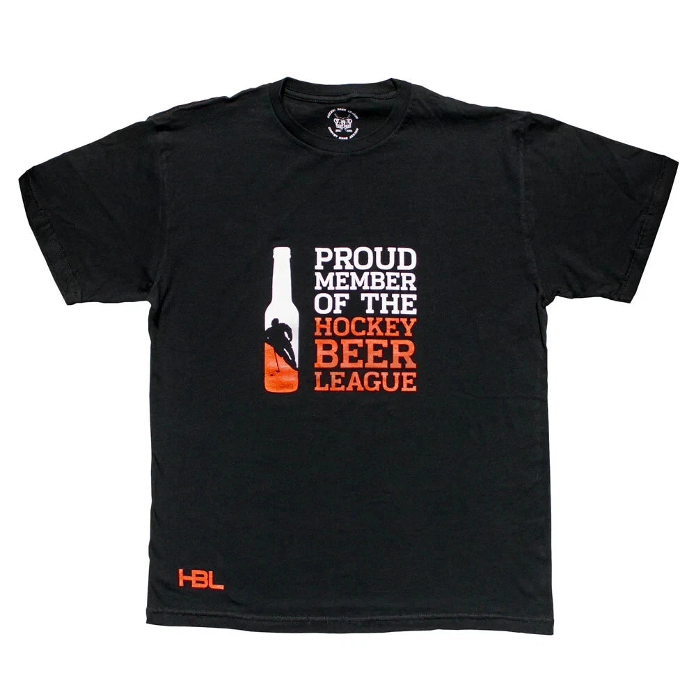 Hockey Beer League T-Shirt, Proud Member Beer League, Black, New