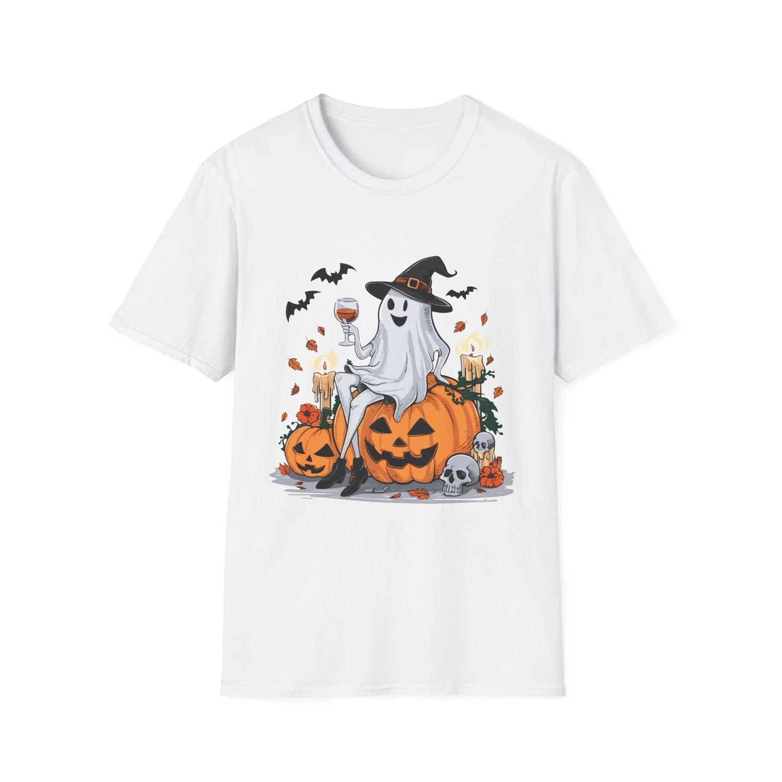 Drinking Ghost Shirt | Halloween Ghost With Wine Gift