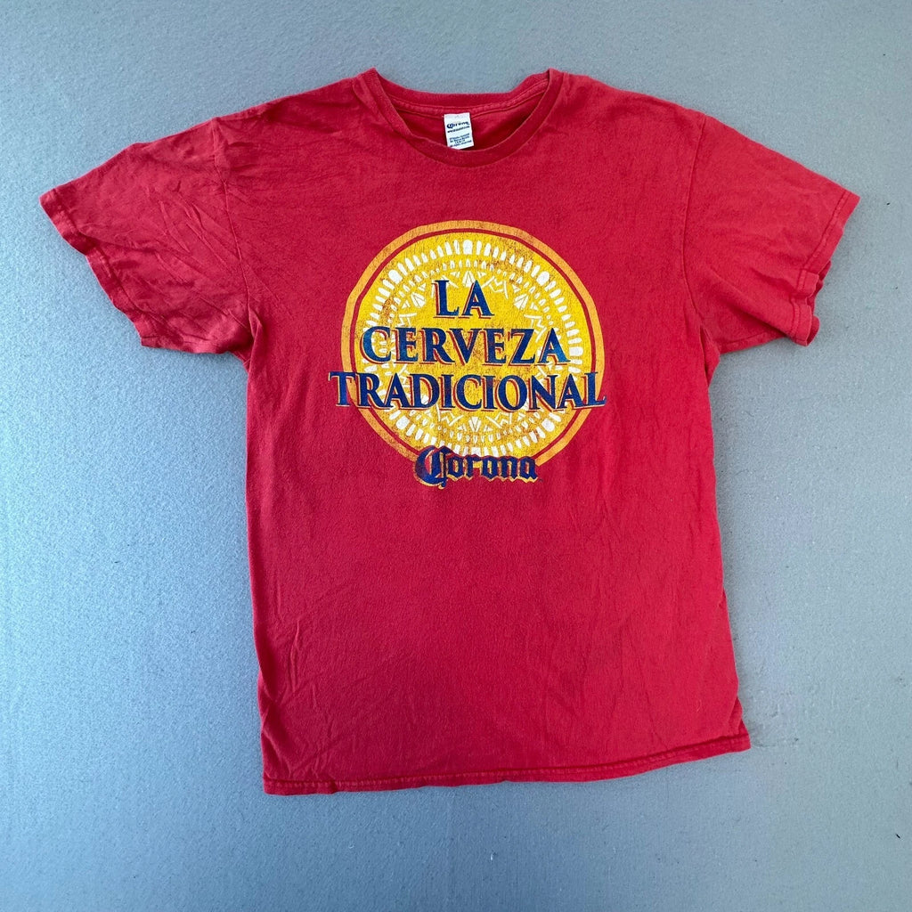 Corona La Cerveza Tradicional Shirt Mens Small Red Short Sleeve Beer
