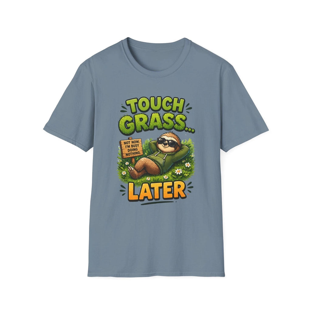 Touch Grass Sloth T-Shirt | Lazy Sloth Illustration, Chill Vibes Funny Tee
