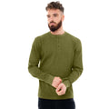 Mens Henley T-Shirt Jumper Top Thermal Grandad Neck Waffle Knit Long Sleeve Work