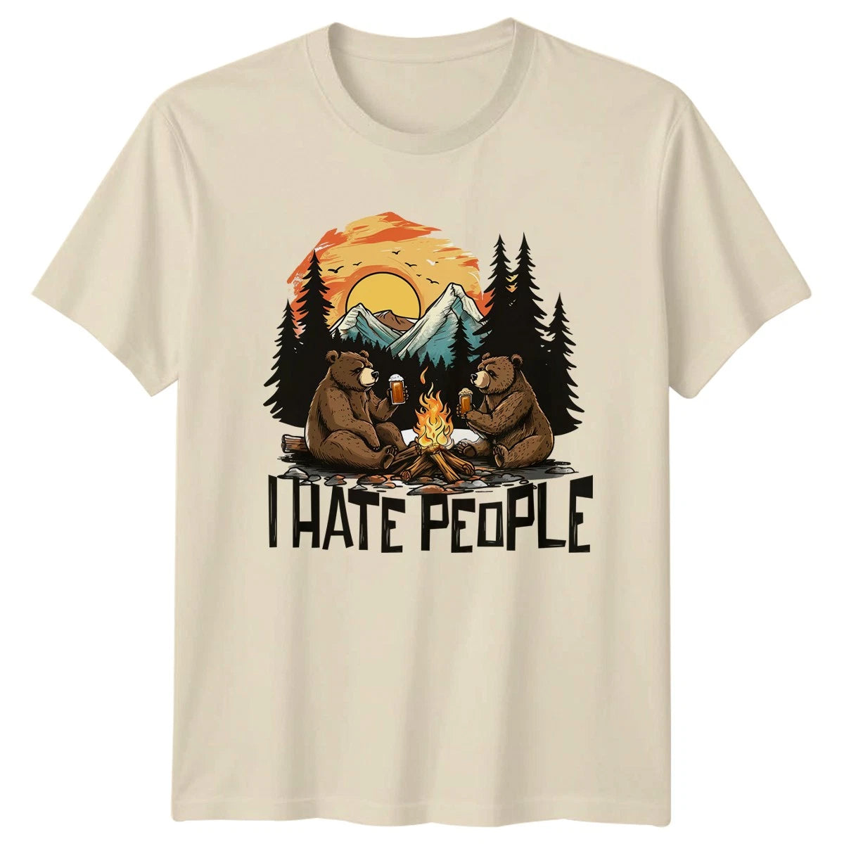 I Hate People T-Shirt Introvert Bear Outdoors Wildlife Birthday