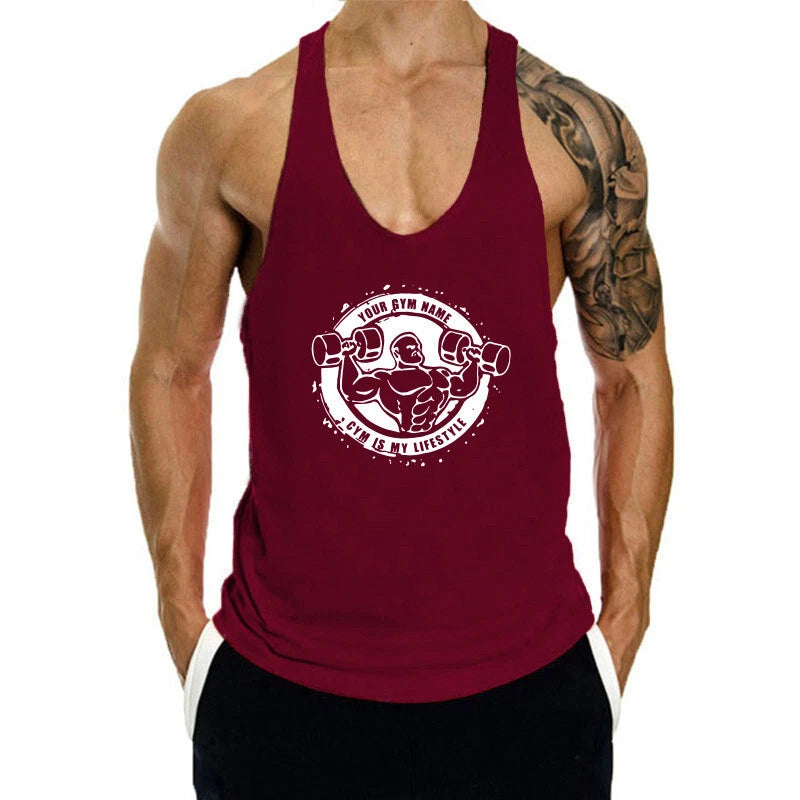 Men's Gym Workout Tank Tops Muscle Tee Stringer Bodybuilding Sleeveless T-Shirts