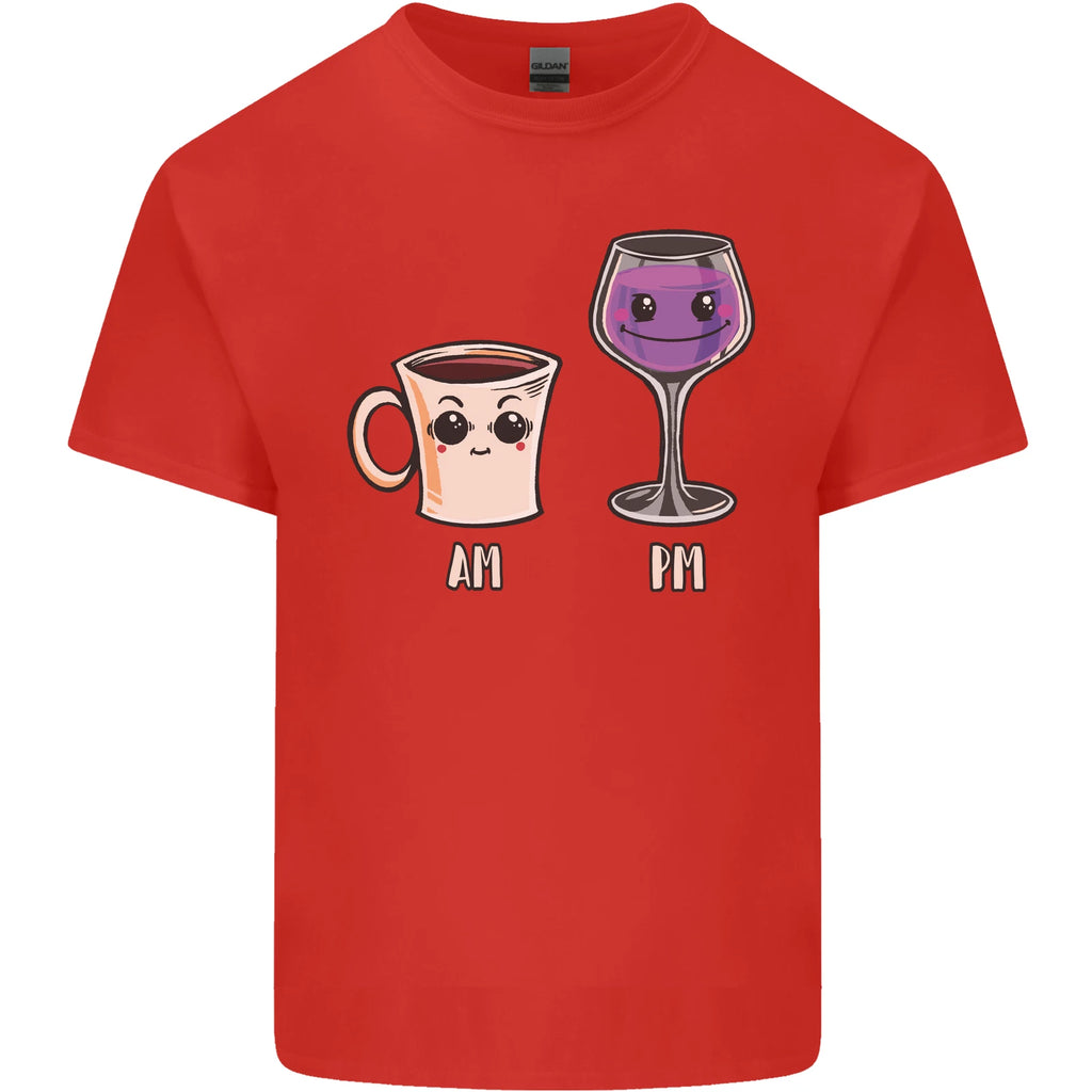 Coffee am Wine pm Funny Alcohol Prosecco Mens Light Cotton T-Shirt
