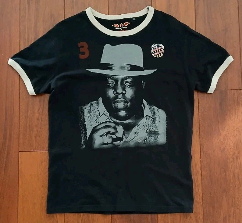 Ringspun Allstars X Superdry Notorius BIG Biggie Smalls Black Tshirt Size Large