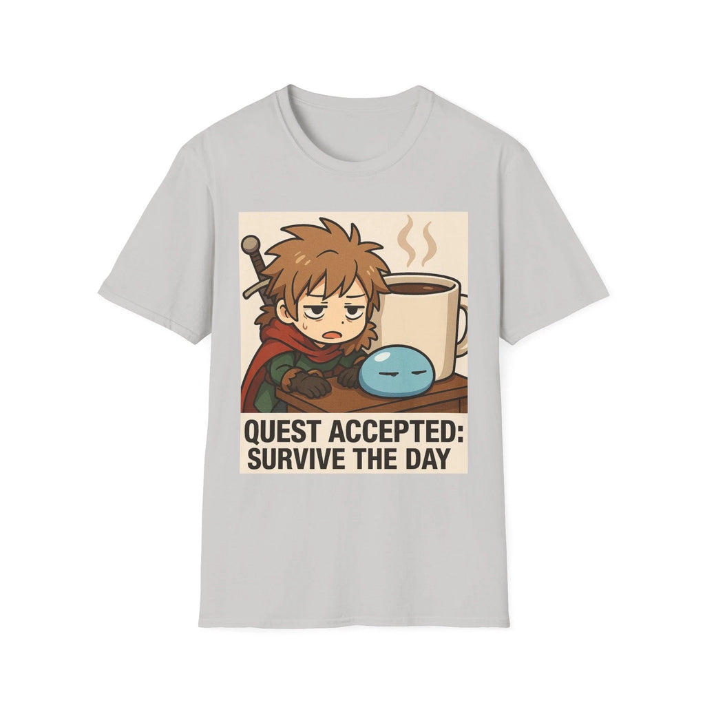 Quest Accepted: Survive the Day T-Shirt | Gamer RPG anime inspired Coffee Shirt