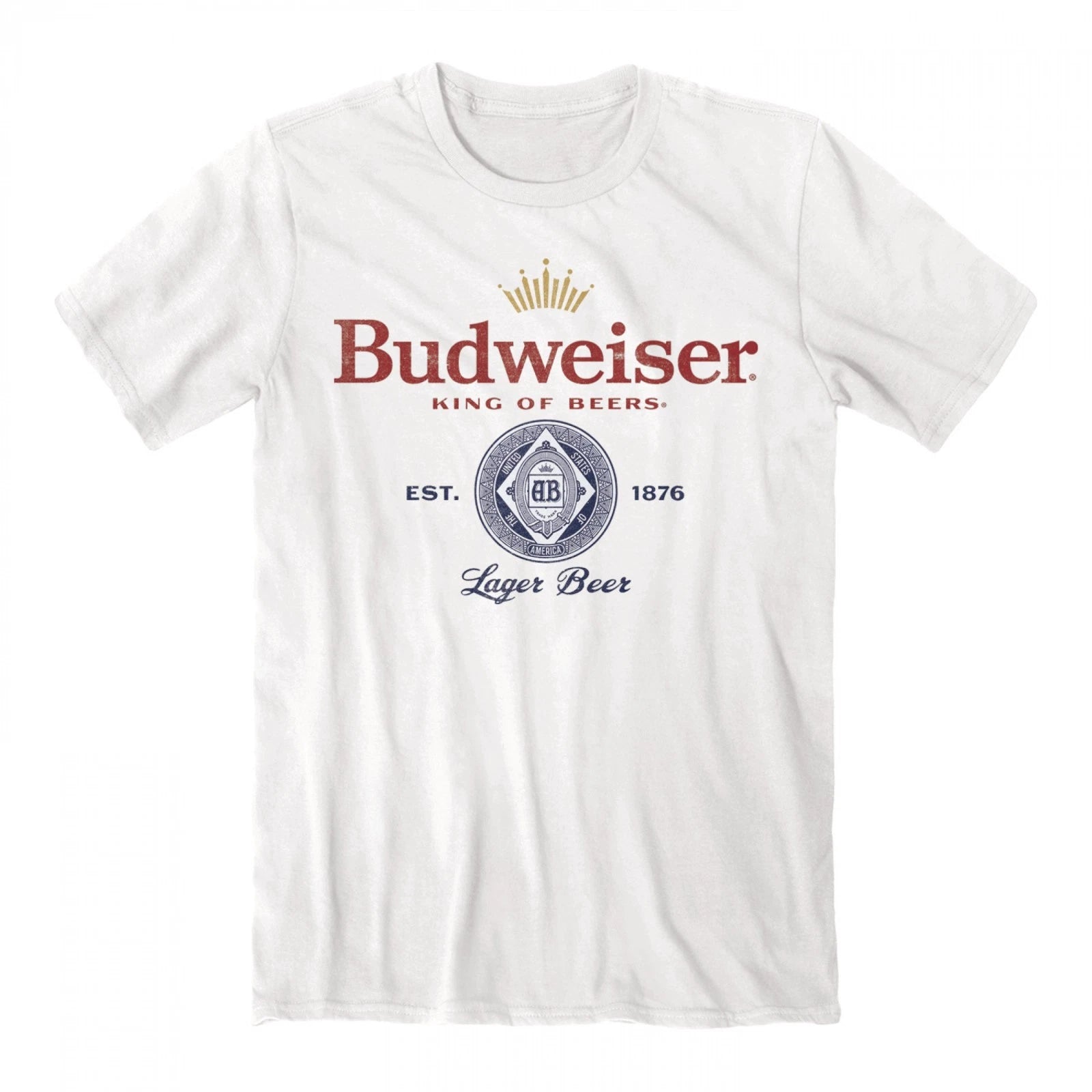 Budweiser 1876 King of Beers Print Shot Sleeve White Cotton T-Shirt Size Large