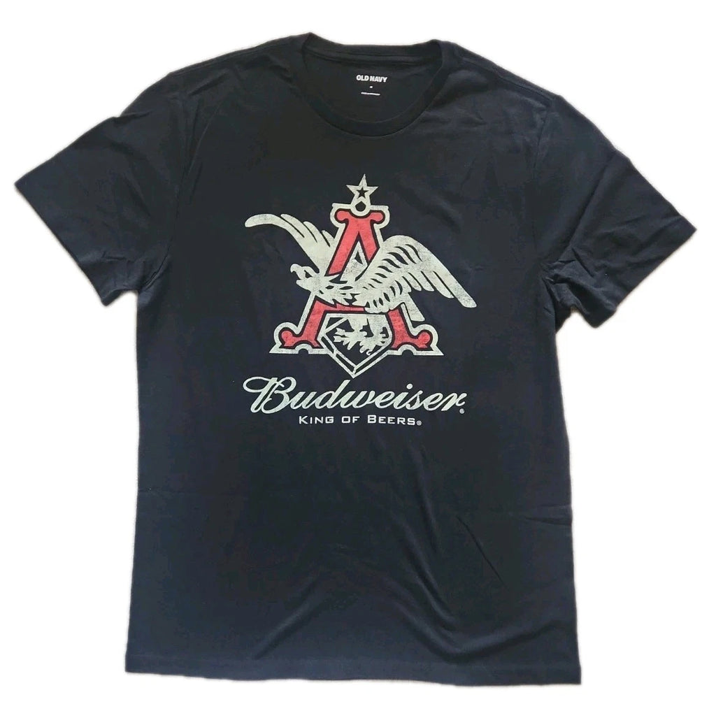 Budweiser Anheuser-Busch A Eagle Logo Mens Medium Black Cotton Beer T-Shirt Nee