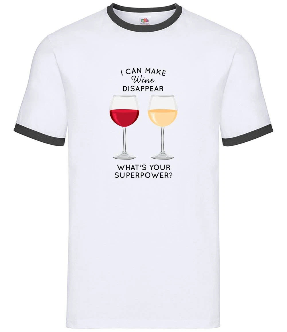 I Make Wine Disappear - Mens Ringer - Red White Pinot Funny Alcohol Pub