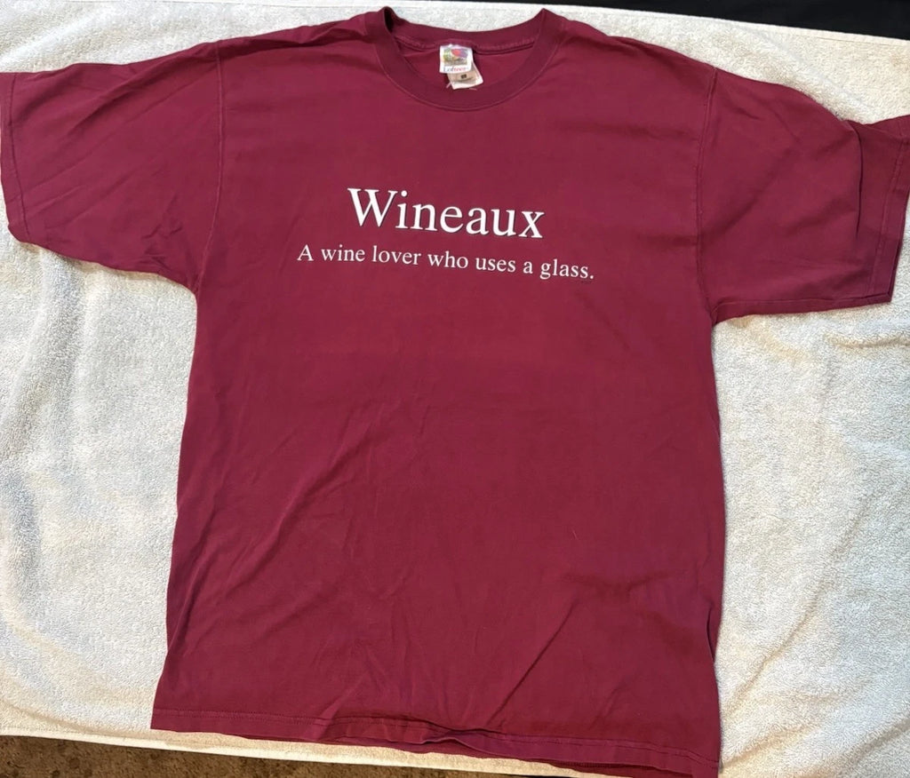 Fruit of the Loom Loftteez Wineaux Burgundy Cotton Graphic T-Shirt Men's L