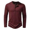 Men's T Shirts Long Sleeve T-shirt Mens Henley Neck Casual Basic Tee Tops NEW