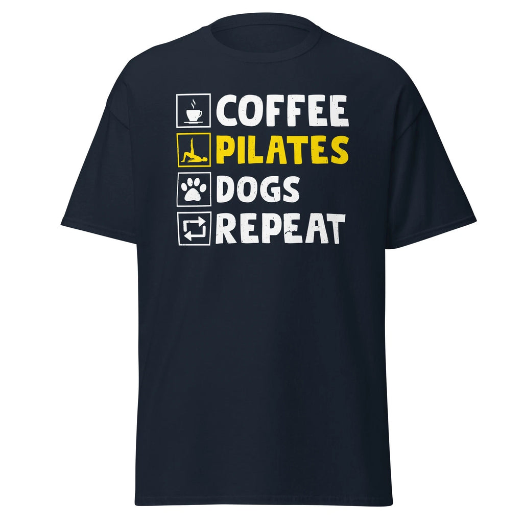 Coffee Pilates Dogs Repeat T-Shirt Exercise Workout Funny Pilates Lover Shirt