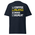 Coffee Pilates Dogs Repeat T-Shirt Exercise Workout Funny Pilates Lover Shirt