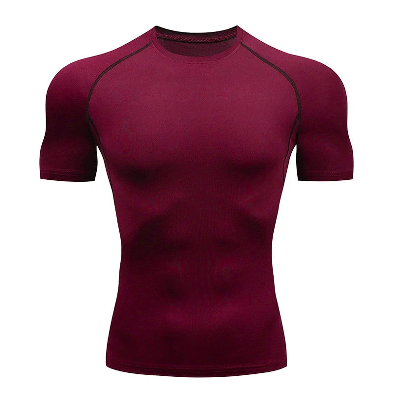 Men Compression T Shirt Short Sleeve Gym Workout Fitness Running Training Base